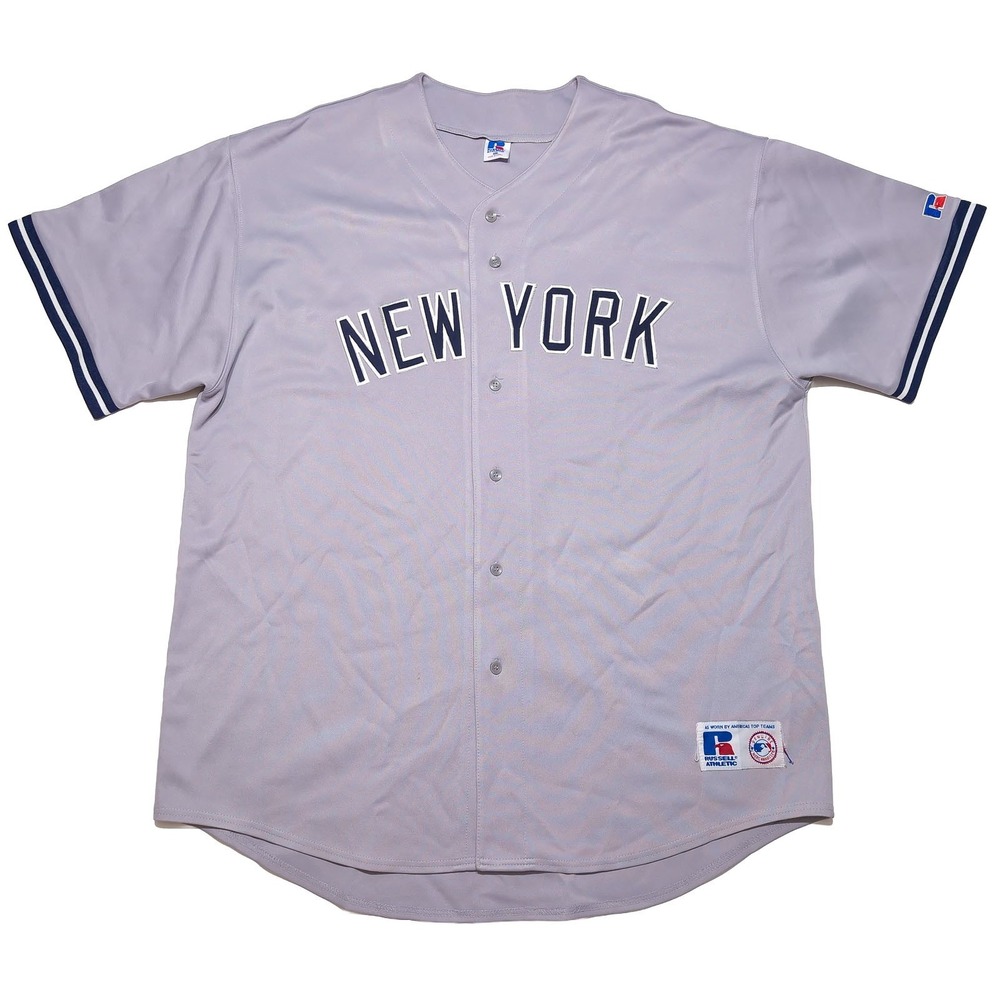 RUSSELL ATHLETIC New York Yankees MLB Baseball Jersey Men XXL Grey Vintage MLB